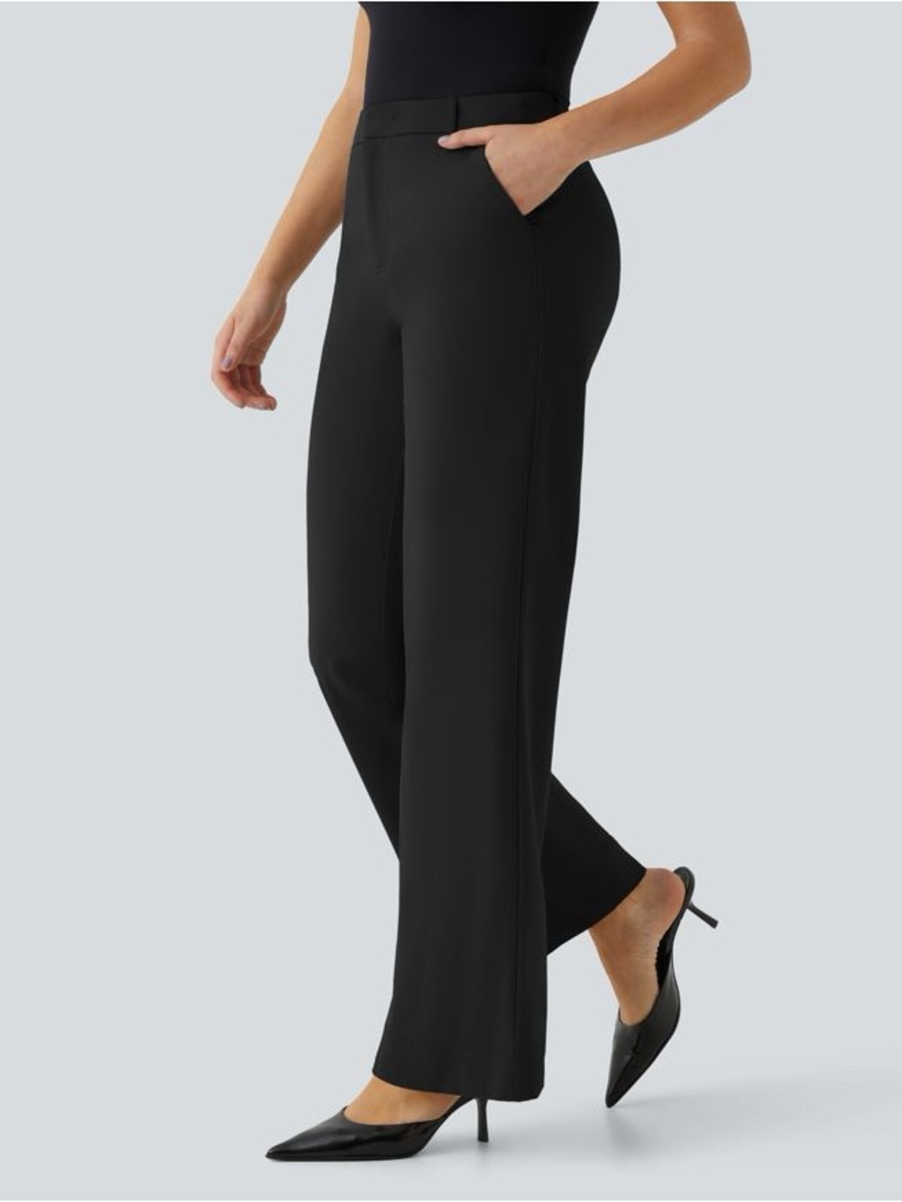 New HALARA Black Wide-Leg Dress Pants - Picture 3 of 6